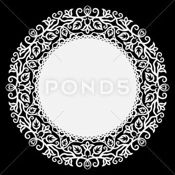 Lace round paper doily, greeting element package Stock Illustration