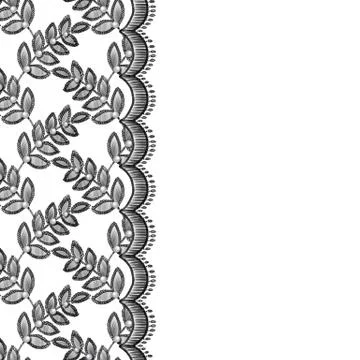 Lace seamless border with decortive leaves and pearls Stockillustratie