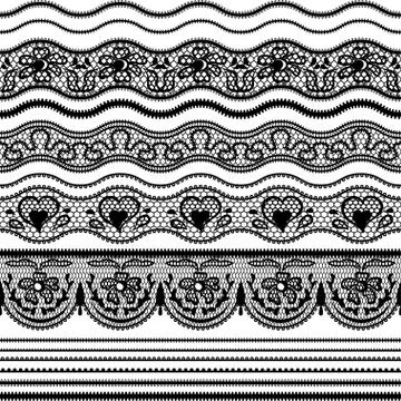 Lace seamless borders. Vector set of elements for design Illustrazione stock