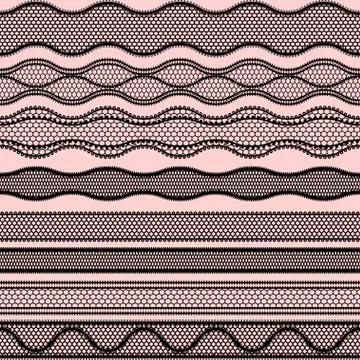 Lace seamless borders. Vector set of elements for design Illustrazione stock