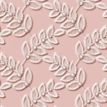 Lace seamless pattern with decortive leaves Illustrazione stock