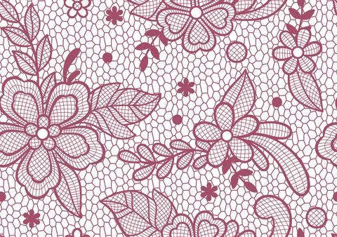 Lace seamless pattern with flowers and leaves. Embroidery handmade decoration. Stockillustratie