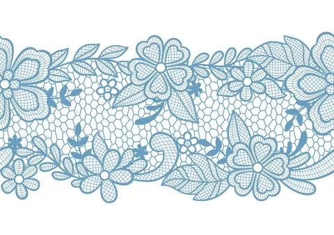 Lace seamless pattern with flowers and leaves. Embroidery handmade decoration. Illustrazione stock