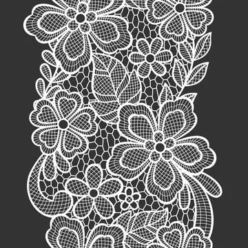Lace seamless pattern with flowers and leaves. Embroidery handmade decoration. Stockillustratie