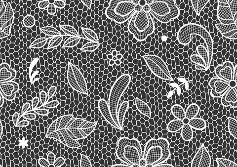 Lace seamless pattern with flowers and leaves. Embroidery handmade decoration. Stockillustratie