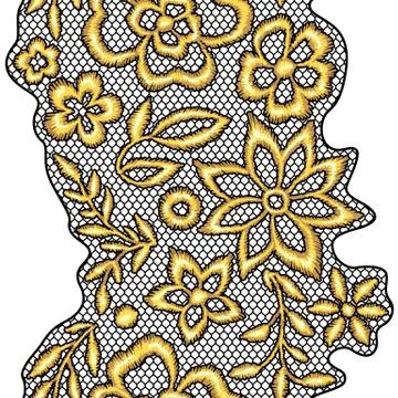 Lace seamless pattern with gold flowers. Illustrazione stock
