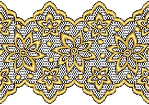 Lace seamless pattern with gold flowers. 스톡 일러스트