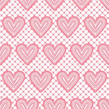 Lace seamless pattern with hearts. Vector illustration. Illustrazione stock