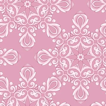 Lace seamless white pattern. Decorative pink background Stock Illustration
