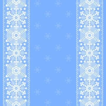 Lace snowflakes pattern border Stock Illustration