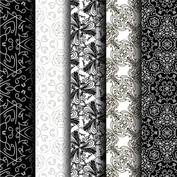 Lace vector fabric seamless  patterns collection Stock Illustration