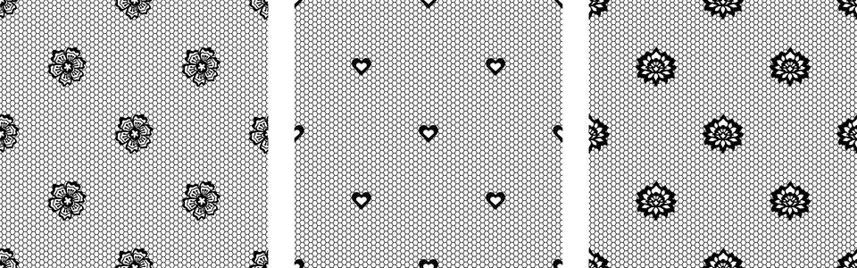 Lace Vintage Seamless Pattern Set Ornate Coquette Girly Flower Heart Vector.. イラスト素材
