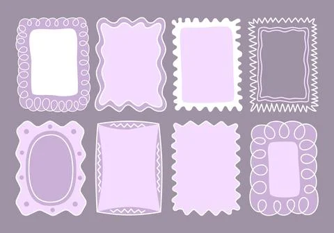 Lace wavy wedding frame, vector oval, square and rectangle border set. Stock Illustration