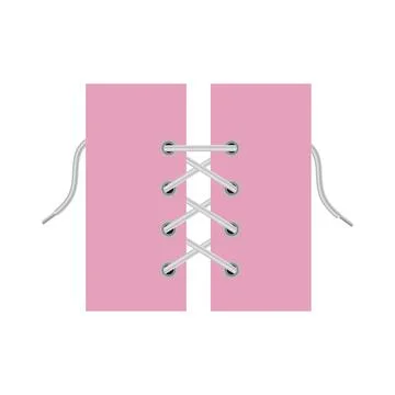 Laces inserted in eyelets on shoes or corset, 3D vector illustration isolated. Stock Illustration