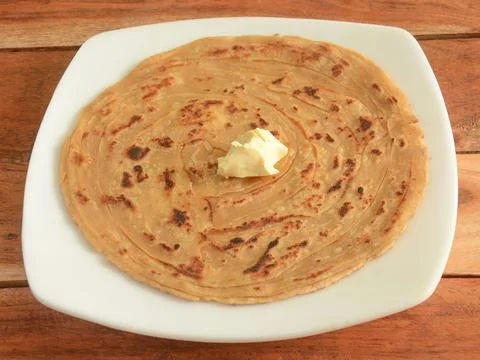 Lachha Paratha, a layered flat bread using wheat flour, popular dish in north Stock Photos