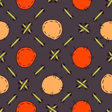 Lacing patchwork doodle. Seamless pattern. Hand drawing. Stock Illustration