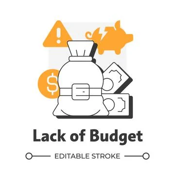 Lack of budget flat outline concept icon Stock Illustration