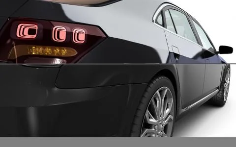 Lack car studio view 3d render on white background Stock Illustration