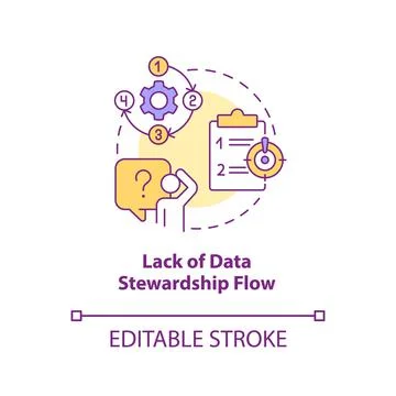 Lack of data stewardship flow concept icon Stock Illustration
