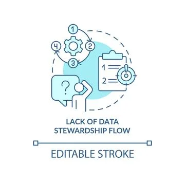 Lack of data stewardship flow turquoise concept icon Illustrazione stock