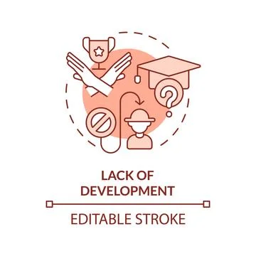 Lack of development red concept icon Stockillustratie