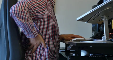 Lack of Ergonomic Work Setup, Back Pain Concept 스톡 동영상 232785076