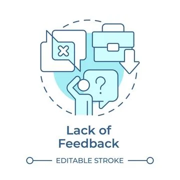 Lack of feedback soft blue concept icon Stock Illustration