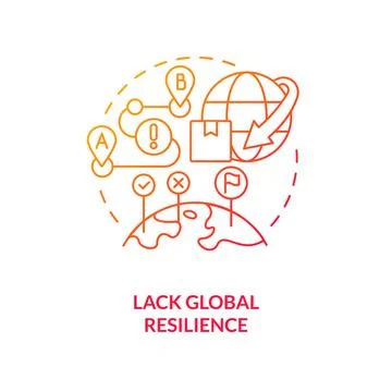 Lack global resilience red gradient concept icon Stock Illustration