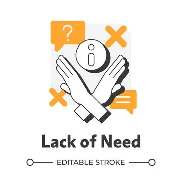 Lack of need flat outline concept icon Stock Illustration