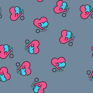 Lack of personal space couple vector seamless pattern Stock Illustration