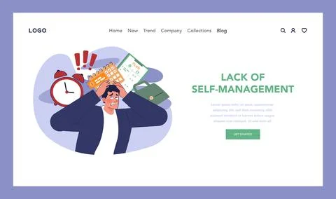 Lack of self-management concept. Flat vector illustration Stock Illustration