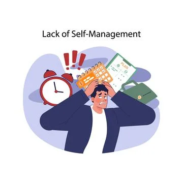 Lack of self-management concept. Flat vector illustration イラスト素材
