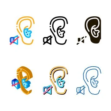 Lack simplified of hearing deafness icon vector outline Illustrazione stock