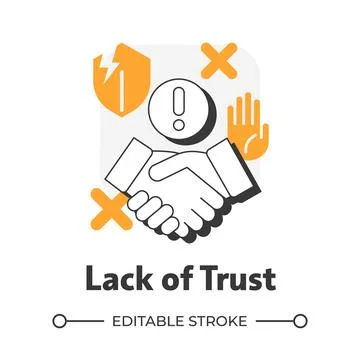 Lack of trust flat outline concept icon Stock Illustration