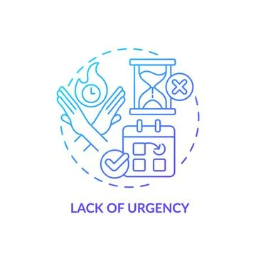 Lack of urgency blue gradient concept icon Stock Illustration