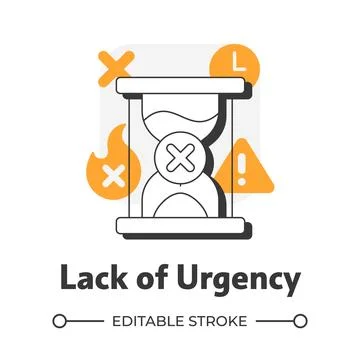 Lack of urgency flat outline concept icon Stock Illustration