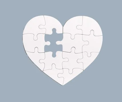 Lacking missing puzzle piece, element in heart jigsaw Stock Photos