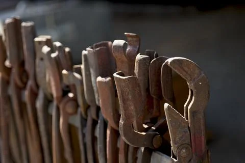 Lacksmith tools and actions forging iron.. Stock Photos