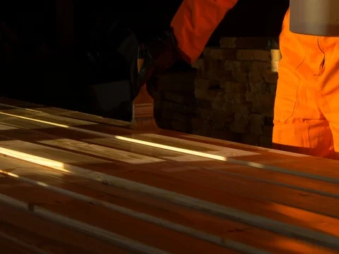 Lacquered diagonal flooring boards during sunset. Stock Footage 73267689