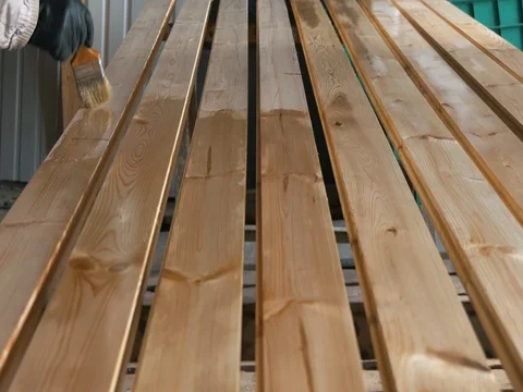 Lacquered vertical flooring boards. Stock Footage 73240543