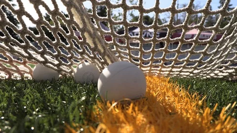 Lacrosse ball in Net closeup Stock-Footage 127998571