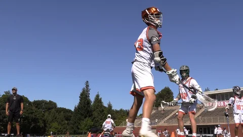 Lacrosse Catch and Shoot with swish Stock Footage
