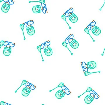 Lacrosse sport vector seamless pattern color Stock Illustration