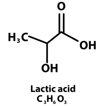 Lactic acid molecular structure. Lactic acid skeletal chemical formula. Stock Illustration