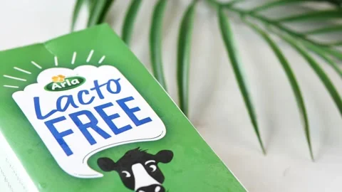 Lacto free milk in container Stock Footage 188878628