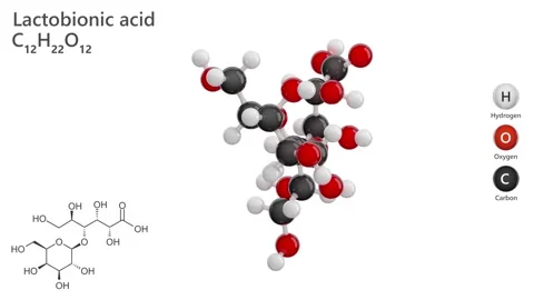 Lactobionic Acid. E399. 3D model of a molecule.  White background. 3D render Stock Footage 290516160