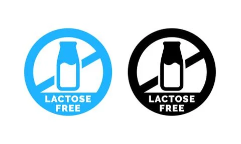 Lactose free logo icon. Vector contains no lactose label for healthy daiy foo Illustrazione stock