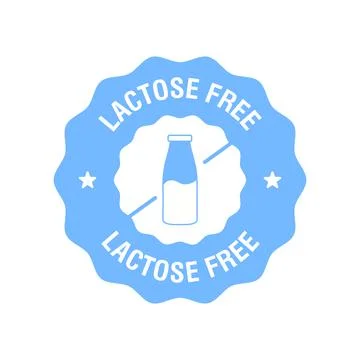 Lactose free logo icon. Vector contains no lactose label for healthy dairy food Stock Illustration