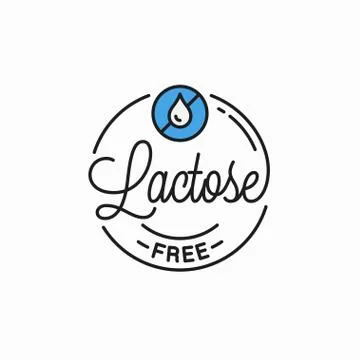 Lactose free logo. Round linear logo of lactose Stock Illustration