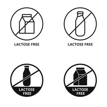 Lactose free signs vector set of food labels Stock Illustration
